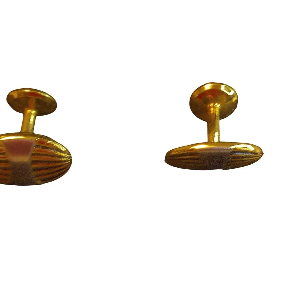 Vintage Two-Tone Gold & Silver Fluted Oval Cufflinks, Mid-Century Modern Style